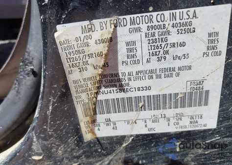 2000 Ford Excursion Xlt из США, поврежденный, VIN 1FMNU41S8YEC18330